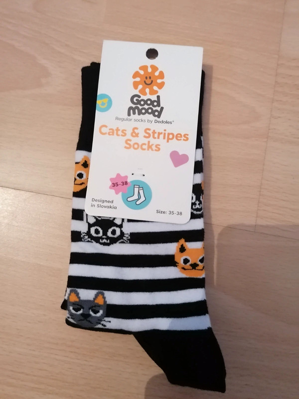 Lustige Katzen Socken mit Streifen